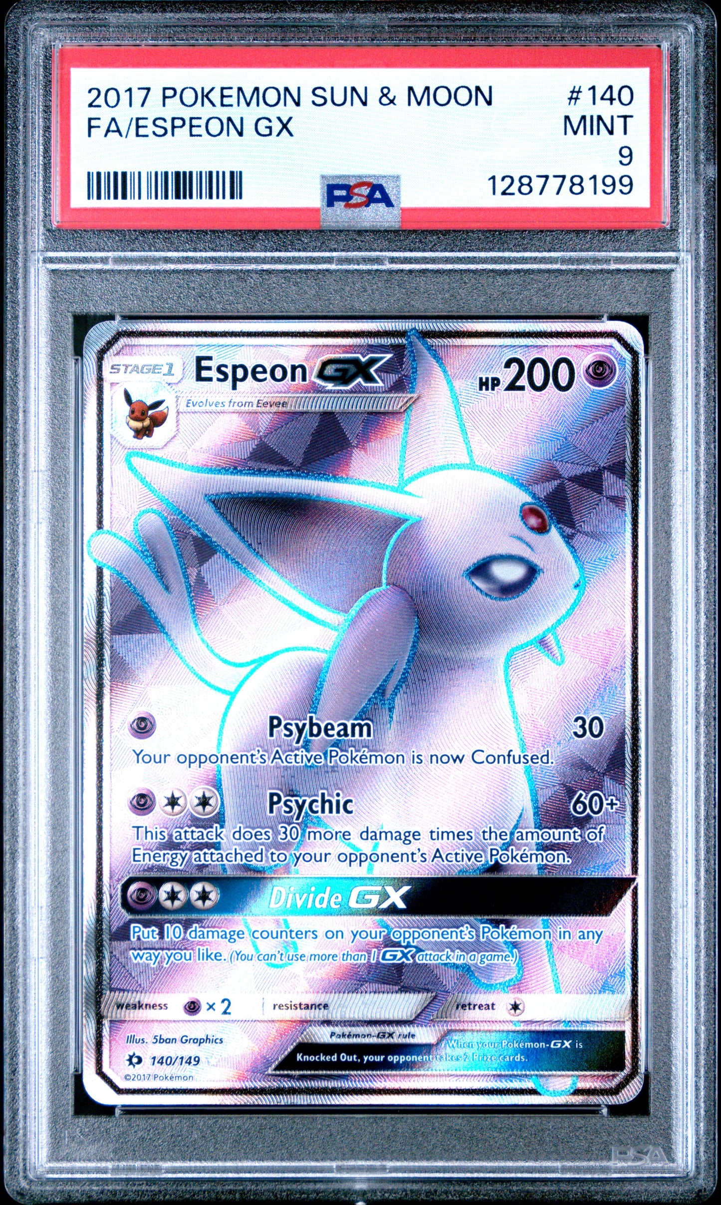 2017 Pokemon Sun & Moon 140 Espeon GX - PSA 9