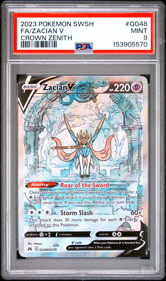 2023 Pokemon Sword And Shield Crown Zenith Gg48 Fa/Zacian V Crown Zenith - PSA 9