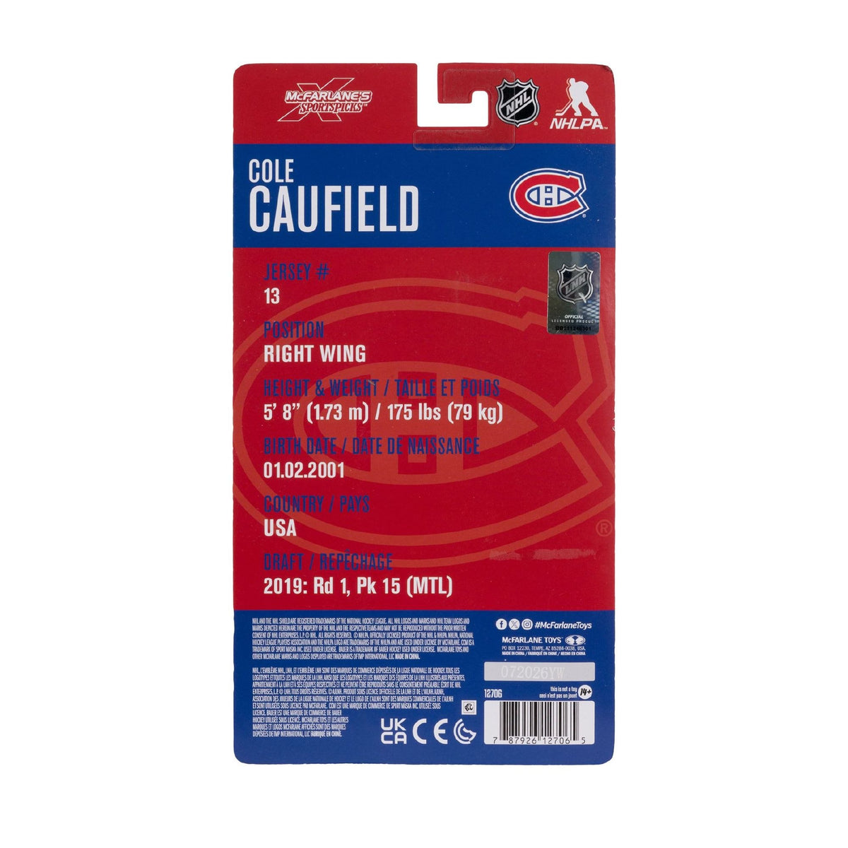 NHL - Cole Caufield (Montreal Canadiens) 6" Articulated Figure