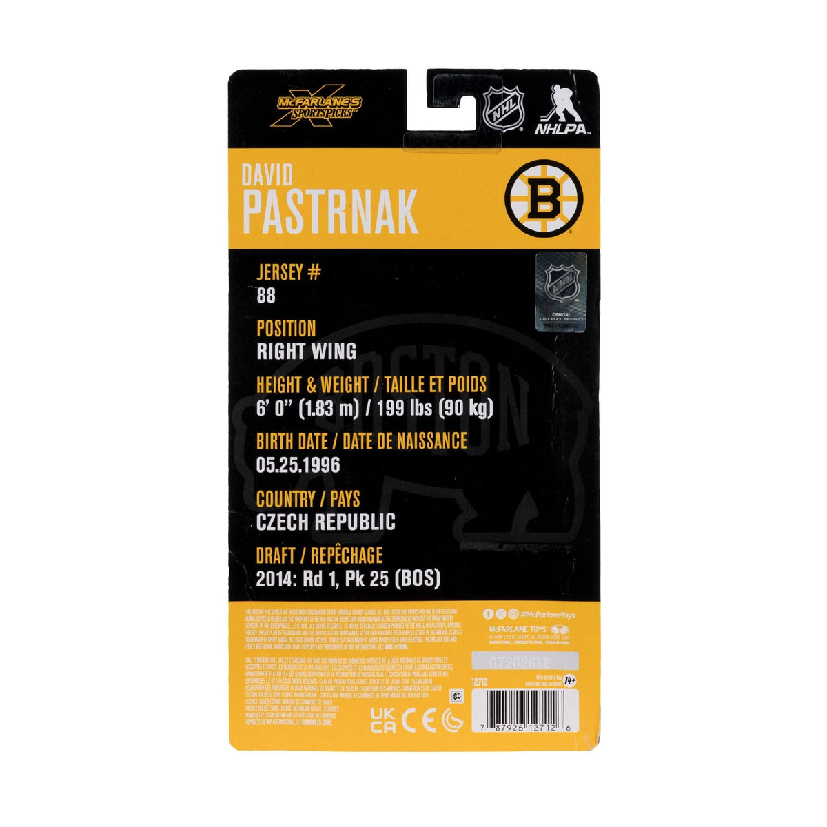 NHL - David Pastrnak (Boston Bruins) 6" Articulated Figure