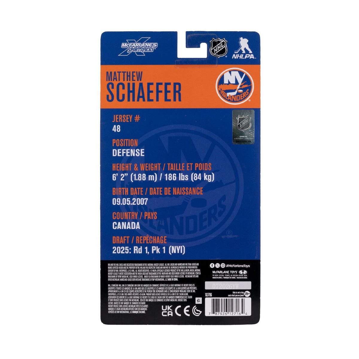NHL - Matthew Schaefer (New York Islanders) 6" Articulated Figure