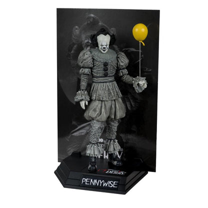 Welcome to Derry - Pennywise (Black & White) Movie Maniacs 6" Posed Figure