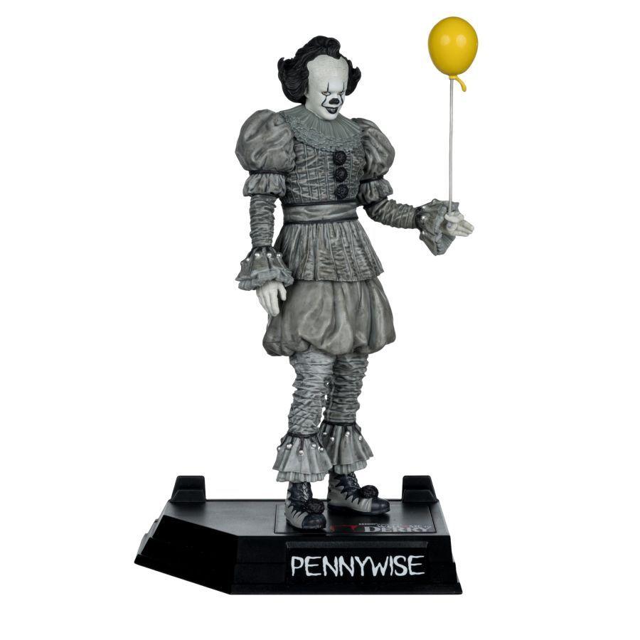 Welcome to Derry - Pennywise (Black & White) Movie Maniacs 6" Posed Figure