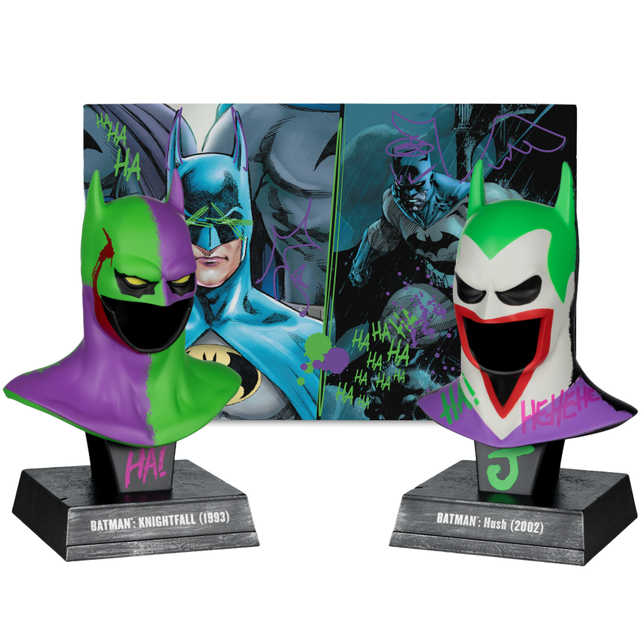 DC Direct - Batman Hush & Batman Knightfall Cowl (Jokerized) 1:3 Scale Cowl Gold Label 2-Pack