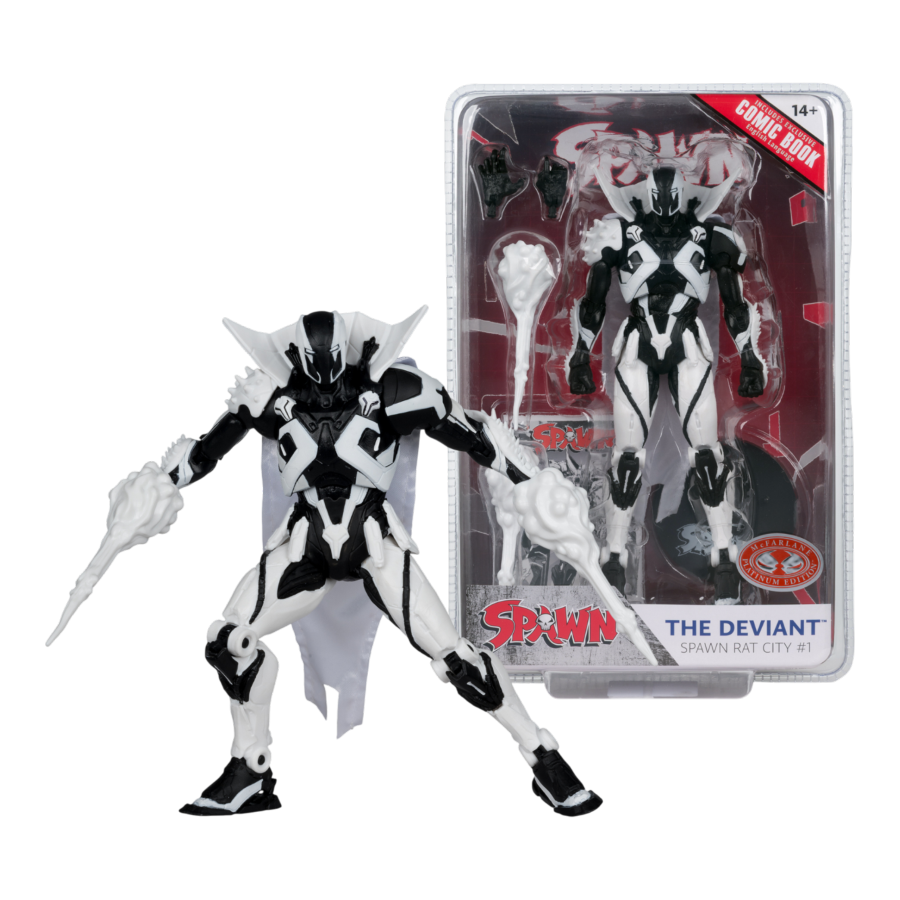 Spawn - The Deviant (Rat City) Black & White Spawn Rat City #1 Uncolored 7" Figure with Comic
