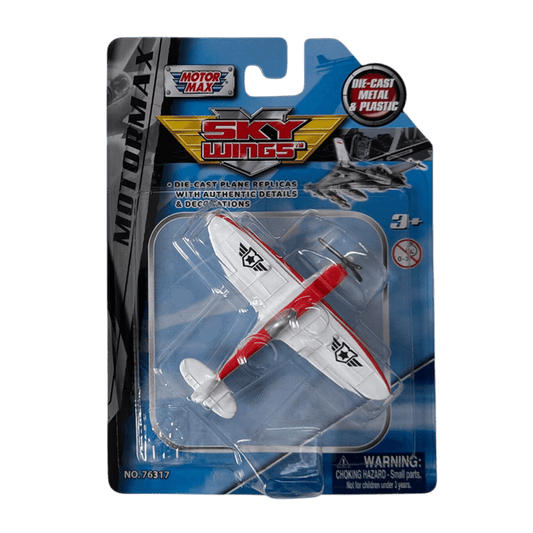 Sky Wings - 3.5" Spitfire Die Cast Plane Replica (White)