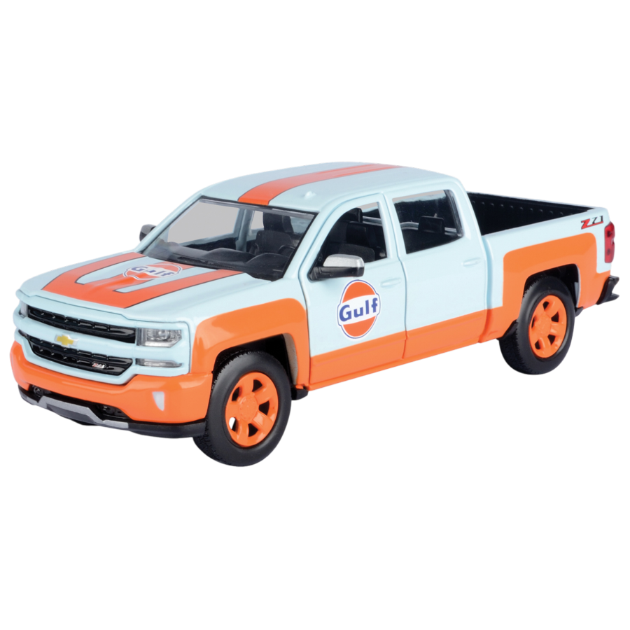 Gulf Collection - 1:27 Scale 2017 Chevy Silverado 1500 Lt Z71 Crew Cab W/Gulf Livery