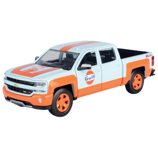 Gulf Collection - 1:27 Scale 2017 Chevy Silverado 1500 Lt Z71 Crew Cab W/Gulf Livery