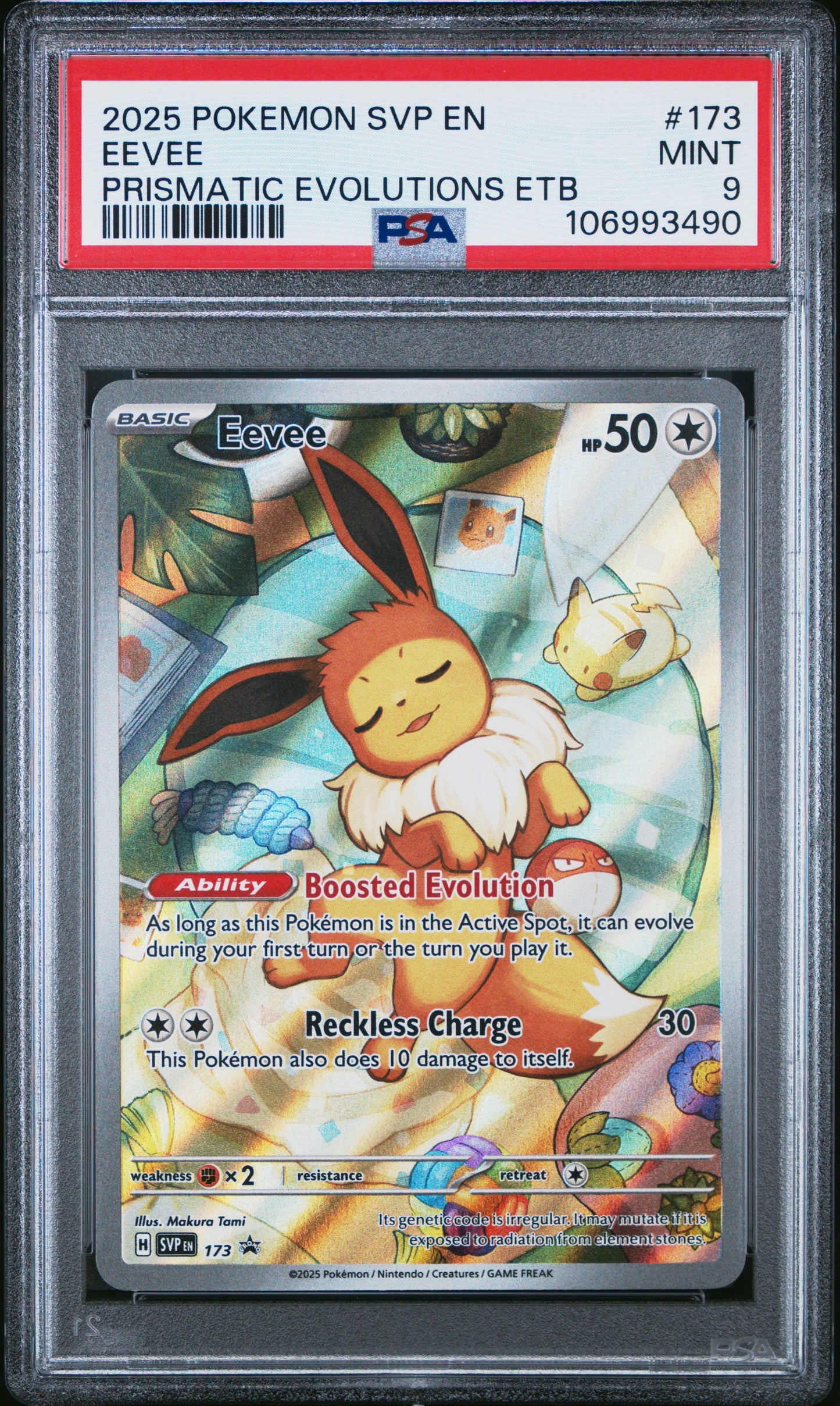 2025 Pokemon Svp En-Sv Black Star Promo 173 Eevee Prismatic Evolutions Etb - PSA 9