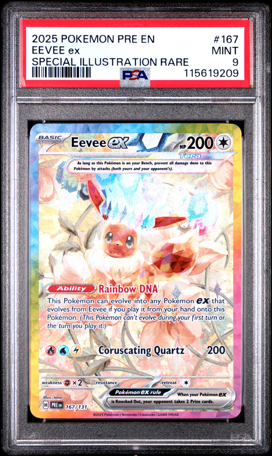 2025 Pokemon Pre En-Prismatic Evolutions 167 Eevee Ex  Special Illustration Rare - PSA 9