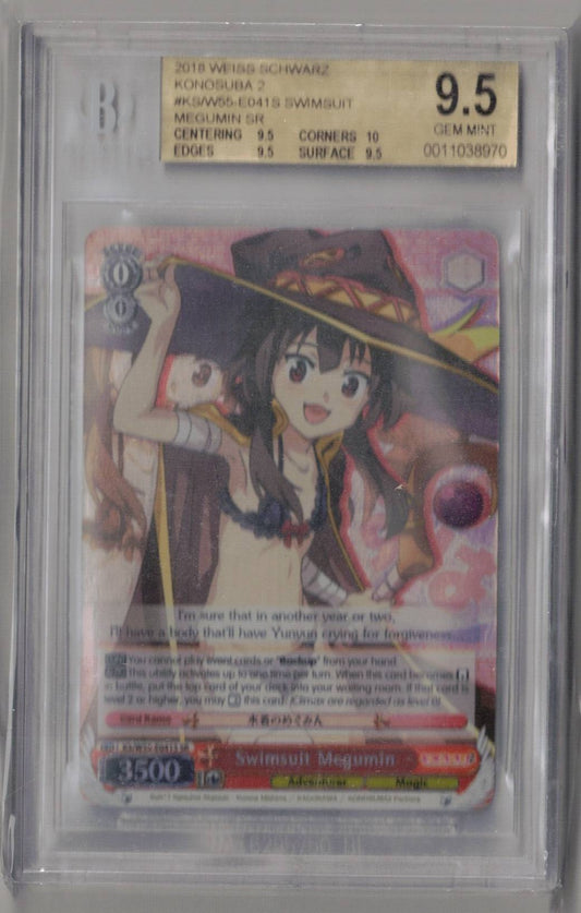 2018 Weiss Schwarz English Konosuba Vol. 2 Swimsuit Megumin SR - BGS Gem Mint 9.5