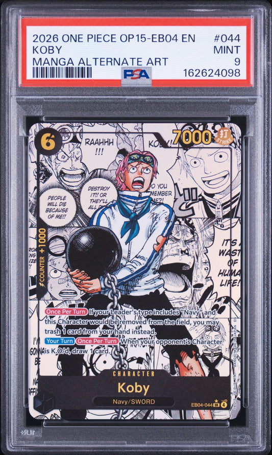2026 One Piece Op15-Eb04-Adventure On Kami's Island 044 Koby Manga Alternate Art -PSA 9