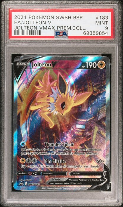 2021 Pokemon Swsh Black Star Promo 183 Jolteon V Jolteon Vmax Prem.Coll. - PSA 9