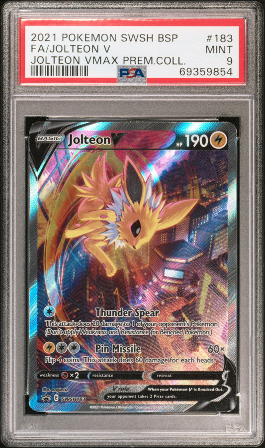 2021 Pokemon Swsh Black Star Promo 183 Jolteon V Jolteon Vmax Prem.Coll. - PSA 9