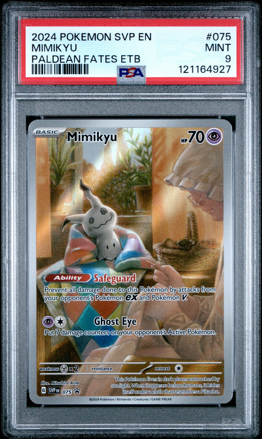 2024 Pokemon Svp En-Sv Black Star Promo 075 Mimikyu Paldean Fates Etb - PSA 9