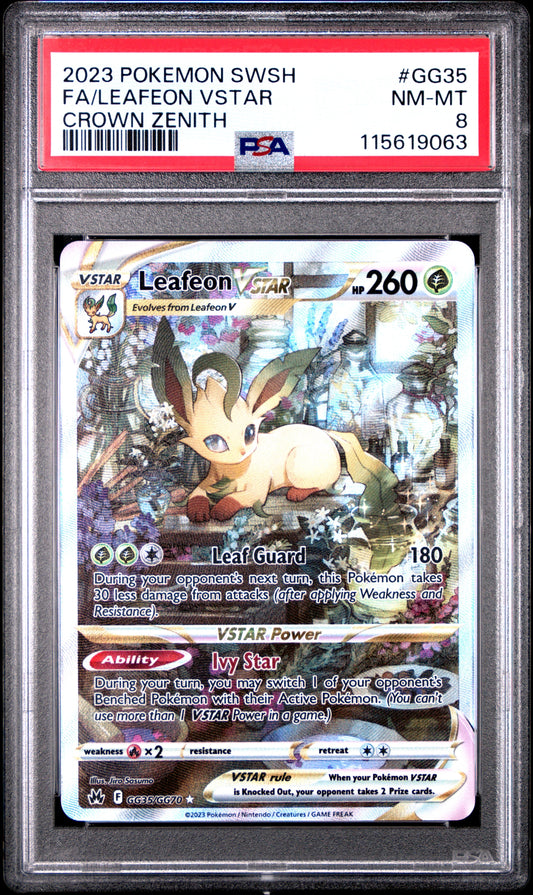 2023 Pokemon Sword And Shield Crown Zenith Gg35 Leafeon Vstar Crown Zenith - PSA 8