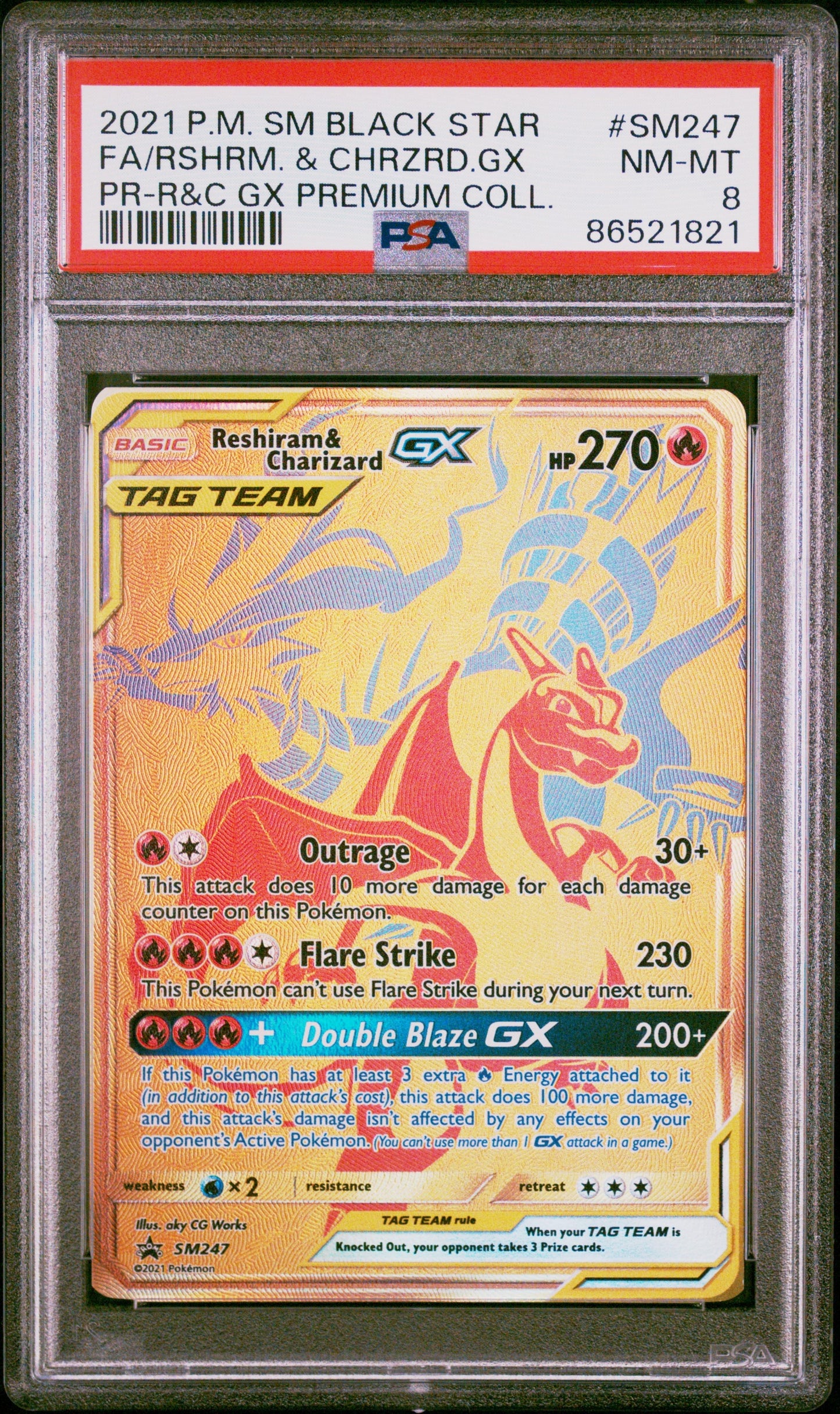 2021 Pokemon Sm Black Star Promo Sm247 Fa/Rshrm. & Chrzrd.Gx Pr-R&C Gx Premium Coll. - PSA 8