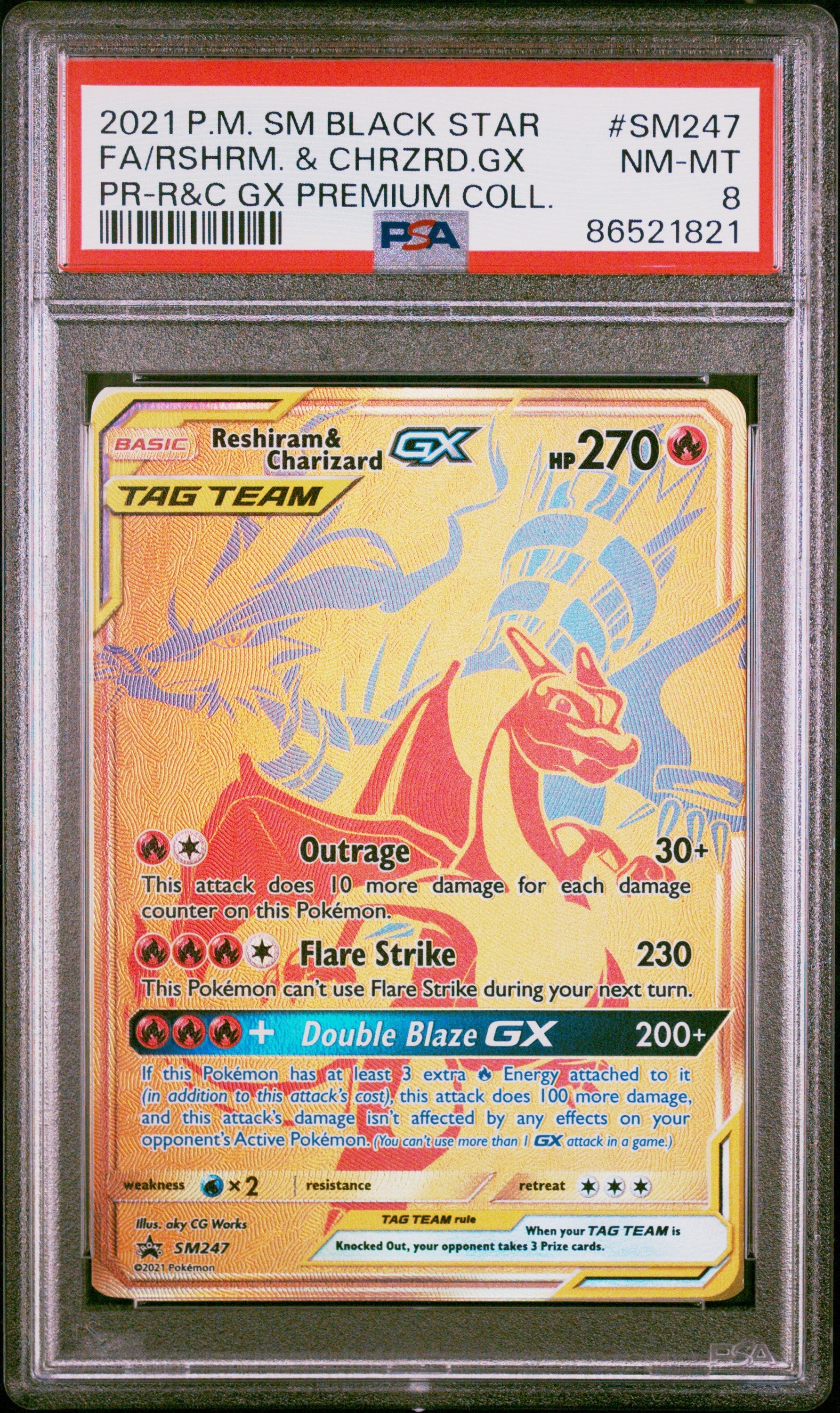 2021 Pokemon Sm Black Star Promo Sm247 Fa/Rshrm. & Chrzrd.Gx Pr-R&C Gx Premium Coll. - PSA 8