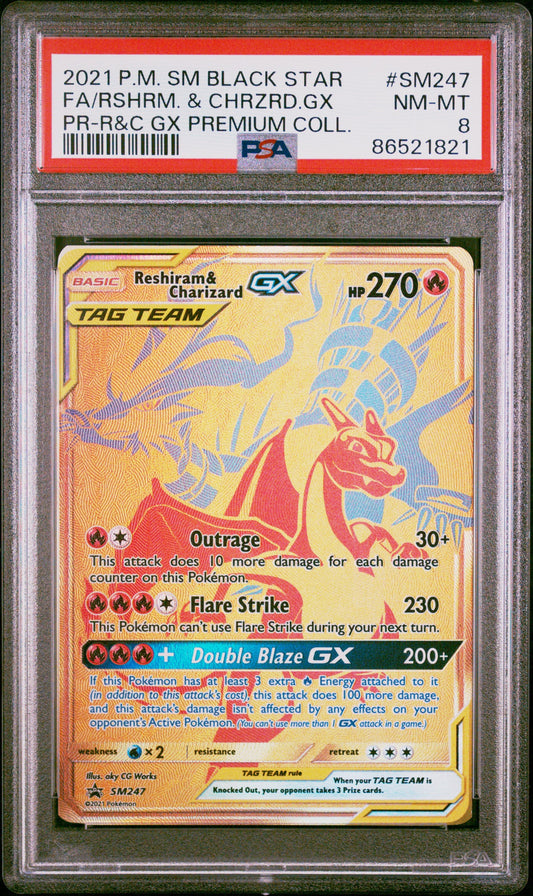 2021 Pokemon Sm Black Star Promo Sm247 Fa/Rshrm. & Chrzrd.Gx Pr-R&C Gx Premium Coll. - PSA 8