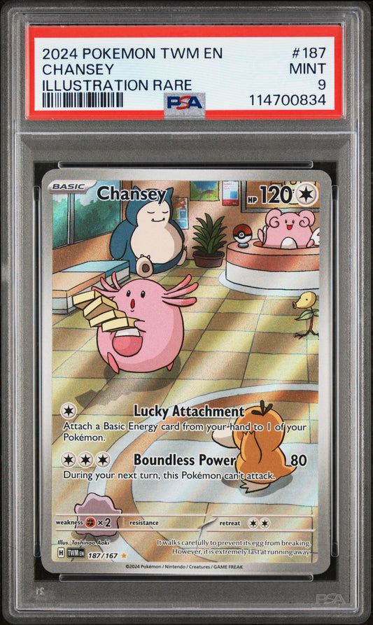 2024 Pokemon Twm En-Twilight Masquerade 187 Chansey Illustration Rare - PSA 9