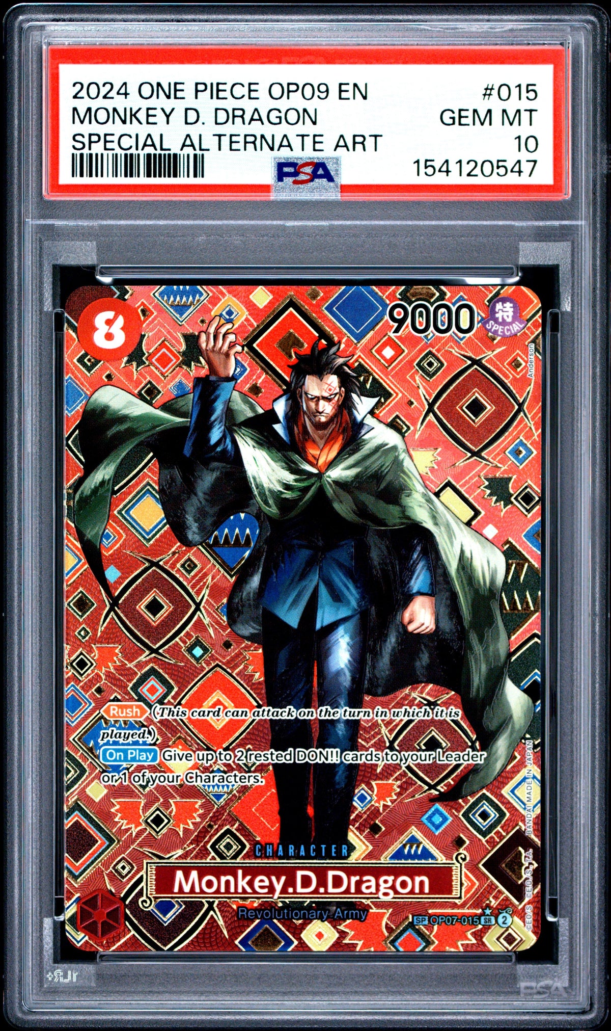 2024 One Piece Op09-Emperors In The New World 015 Monkey.D.Dragon Special Alternate Art - PSA 10
