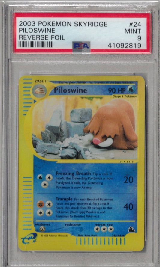2003 Pokemon Skyridge 24 Piloswine-Rev.Foil - PSA 9