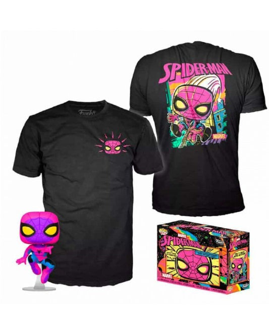 Marvel Spiderman - Spiderman  Blacklight Pop! Vinyl Figure & T-Shirt Box Set