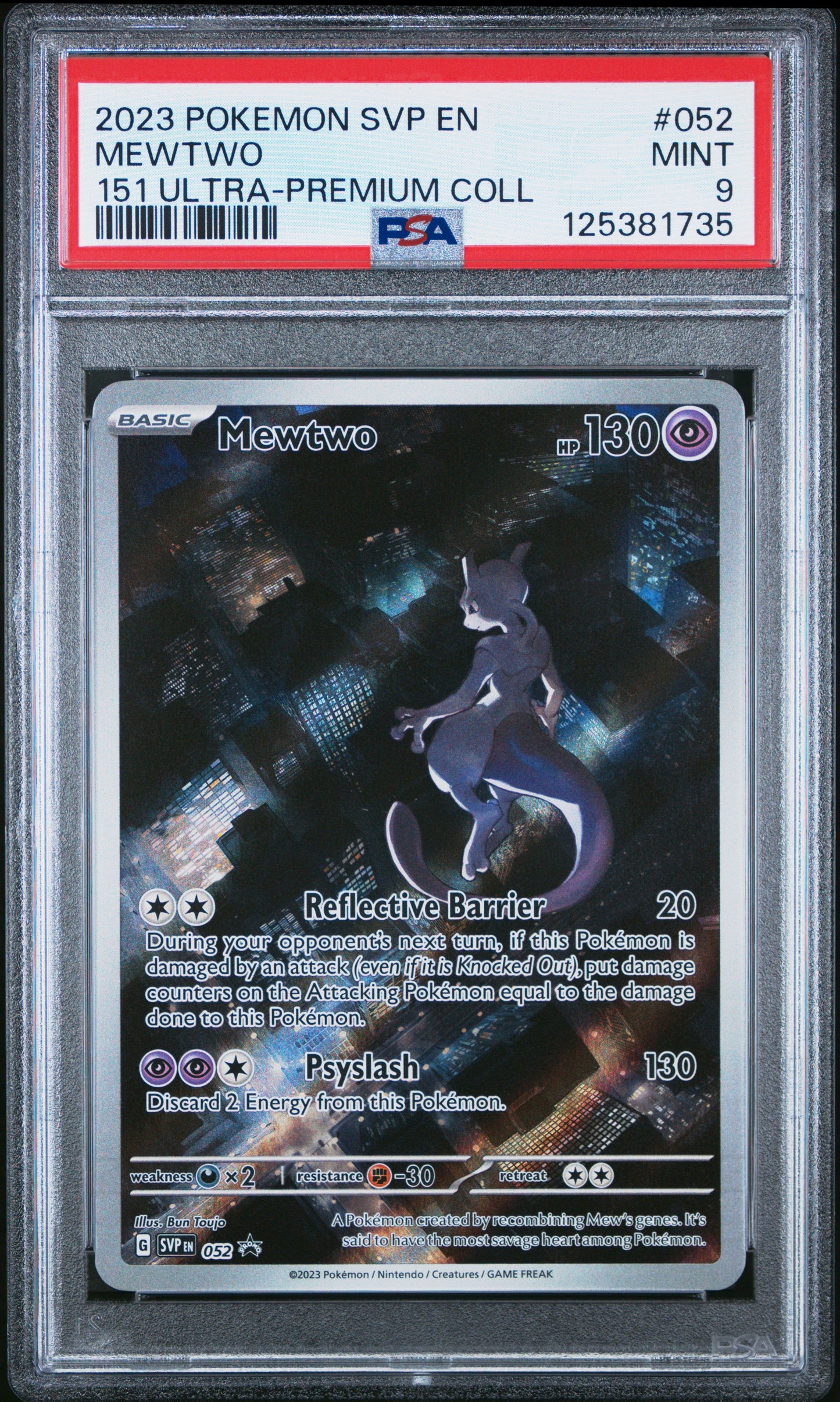 2023 Pokemon Svp En-Sv Black Star Promo 052 Mewtwo 151 Ultra-Premium Coll - PSA 9