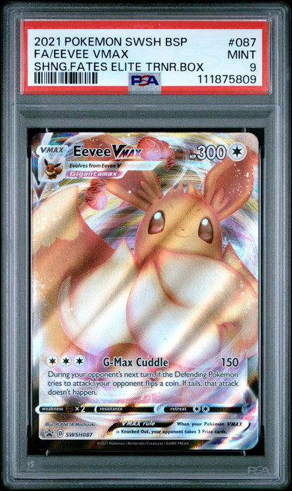 2021 Pokemon Swsh Black Star Promo 087 Eevee VMax Shng.Fates Elite Trnr.Box - PSA 9
