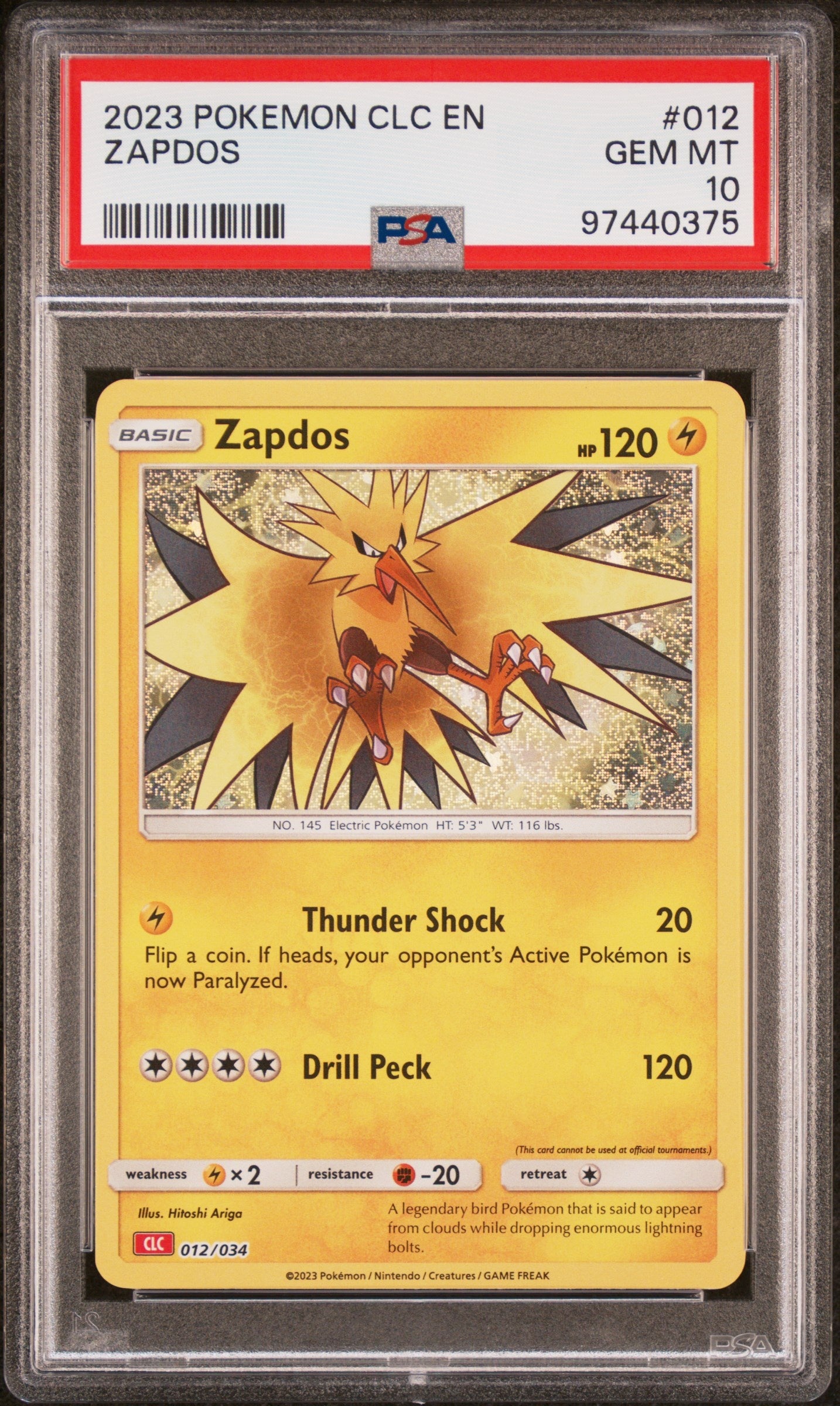 2023 Pokemon Clc-Trading Card Game Classic Charizard & Ho-Oh Ex Deck 012 Zapdos - PSA 10