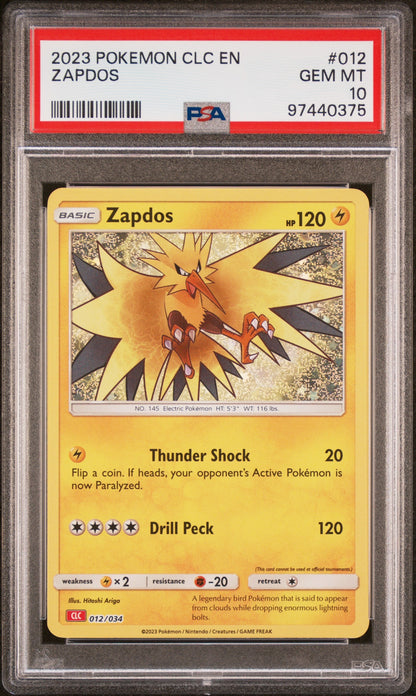 2023 Pokemon Clc-Trading Card Game Classic Charizard & Ho-Oh Ex Deck 012 Zapdos - PSA 10