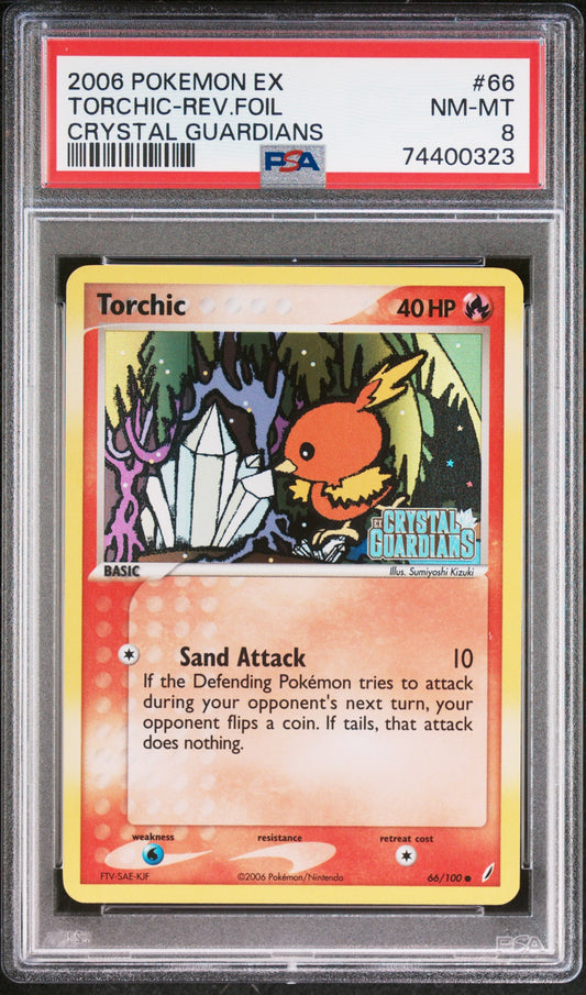 2006 Pokemon Ex Crystal Guardians 66 Torchic-Rev.Foil Crystal Guardians - PSA 8