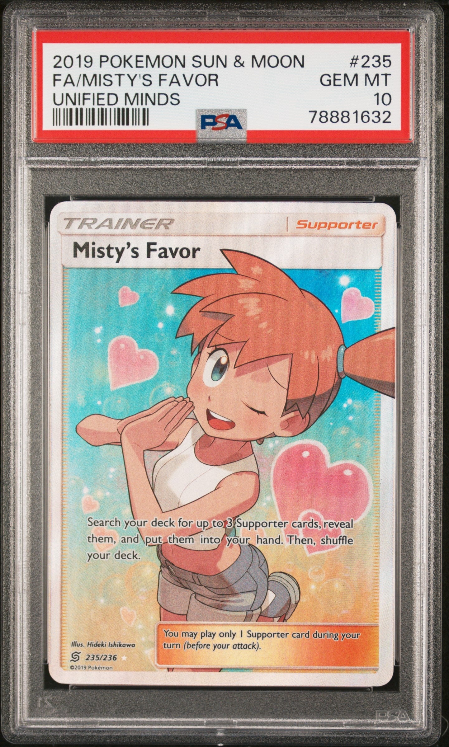 2019 Pokemon Sun & Moon Unified Minds 235 Fa/Misty's Favor Unified Minds - PSA 10