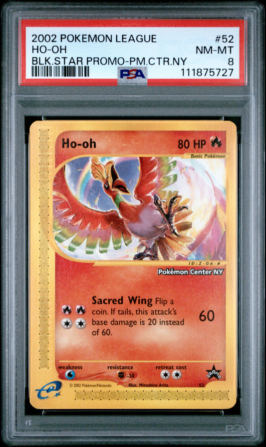 2002 Pokemon League Promo Black Star 52 Ho-Oh Blk.Star Promo-Pm.Ctr.Ny - PSA 8
