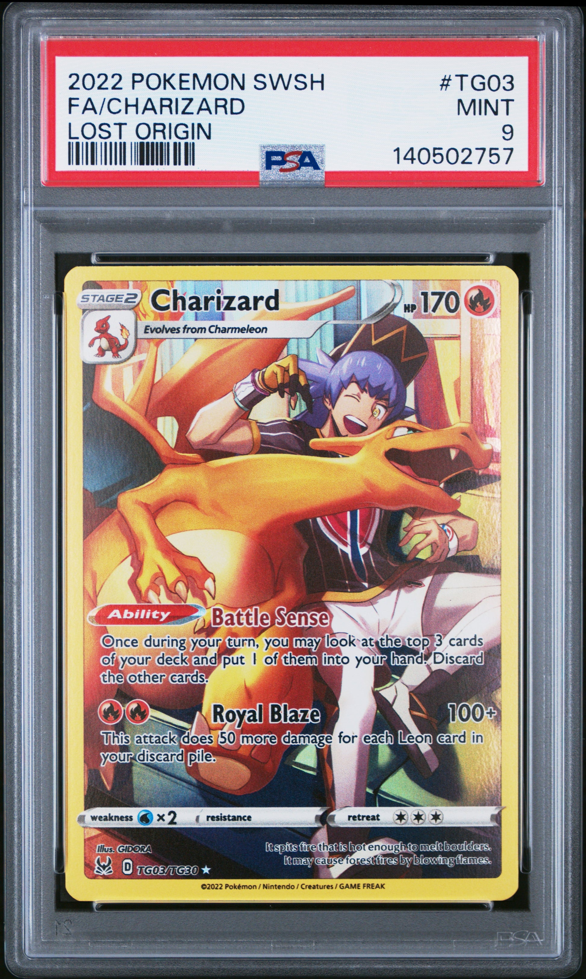 2022 Pokemon Sword & Shield Lost Origin Tg03 Fa/Charizard Lost Origin - PSA 9