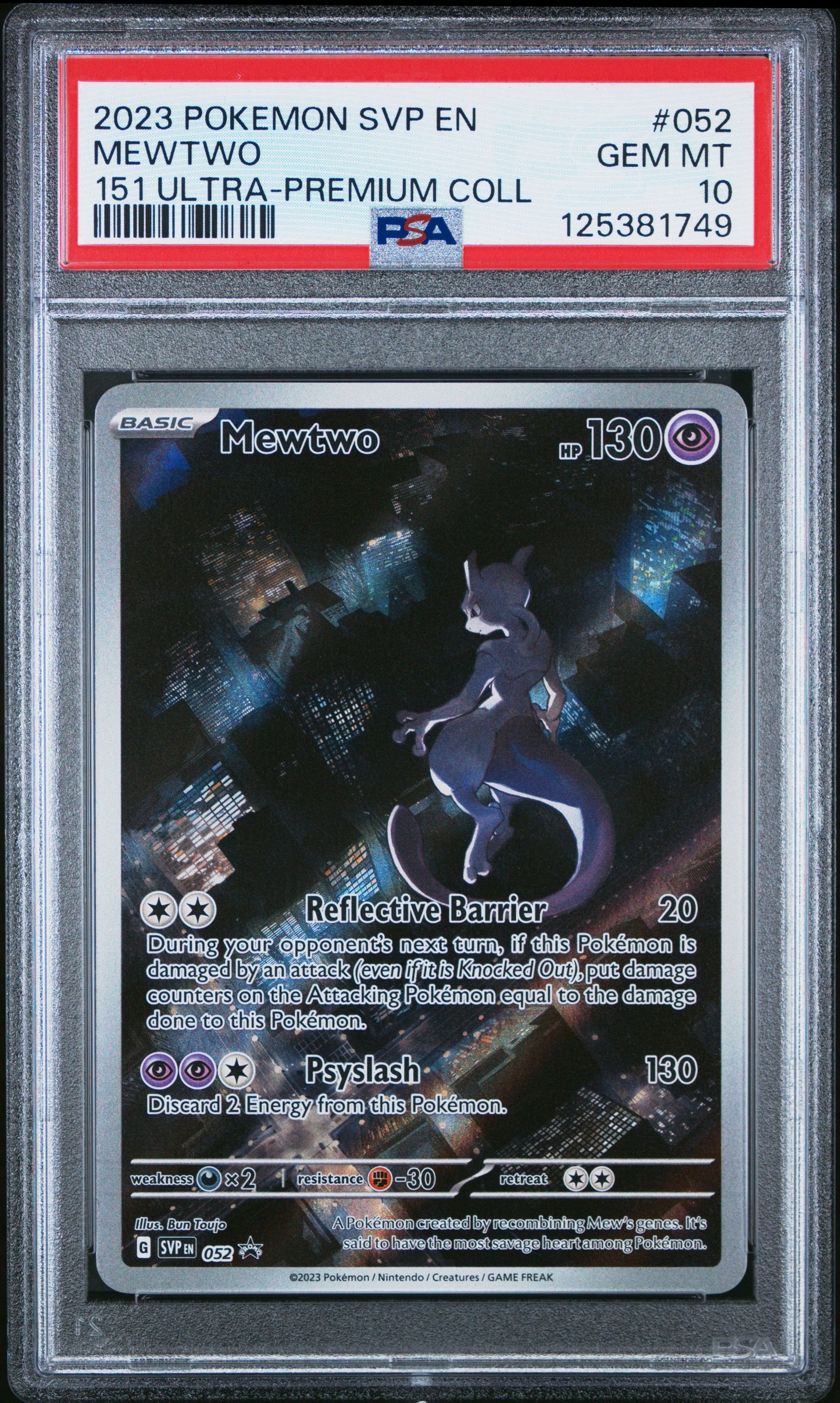 2023 Pokemon Svp En-Sv Black Star Promo 052 Mewtwo 151 Ultra-Premium Coll - PSA 10