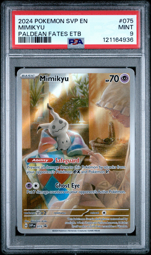 2024 Pokemon Svp En-Sv Black Star Promo 075 Mimikyu Paldean Fates Etb - PSA 9