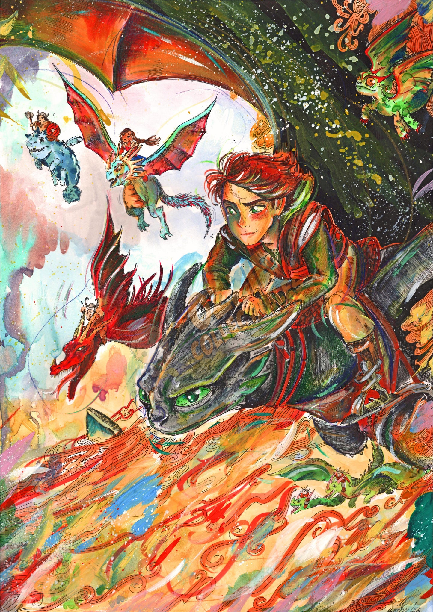 Riders Of Berk - How to Train Your Dragon Illustration by Madison Lee - Madison Lee Art Print Poster