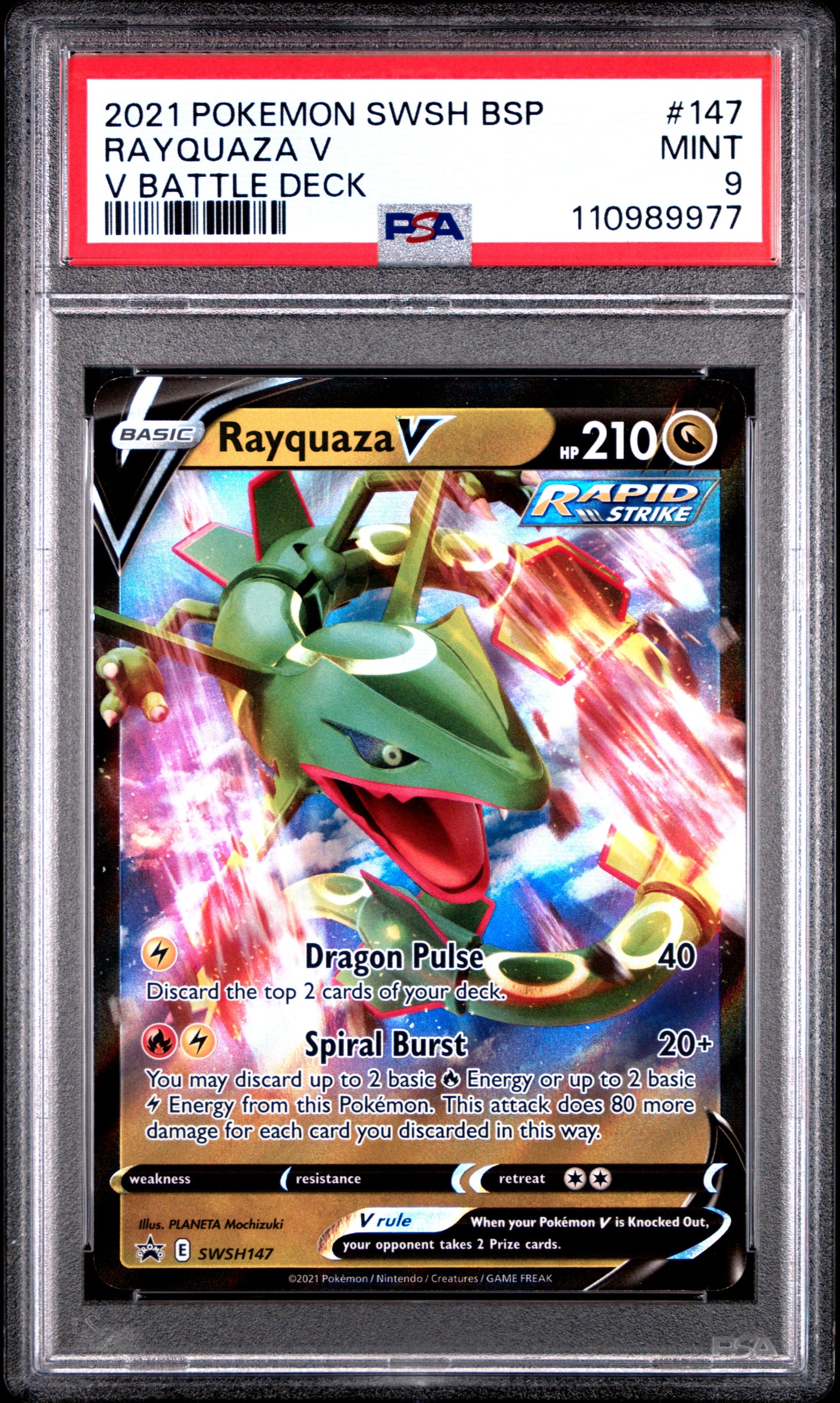 2021 Pokemon Swsh - Black Star Promo - Rayquaza V - 147 - V Battle Deck - PSA 9