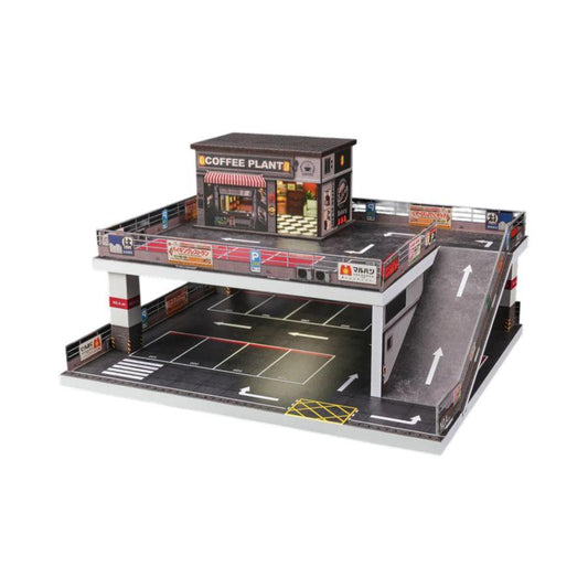 1:64 Diorama - Two-Level Ramp Parking Lot Cafe Miniature Scene