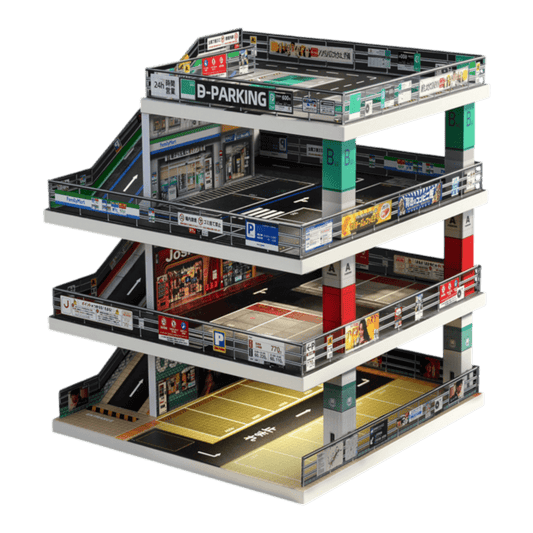 1:64 Diorama - Four Level Ramp Car Park Scene
