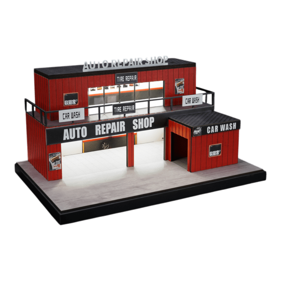 1:64 Diorama - Shipping Container Auto Repair Workshop Scene