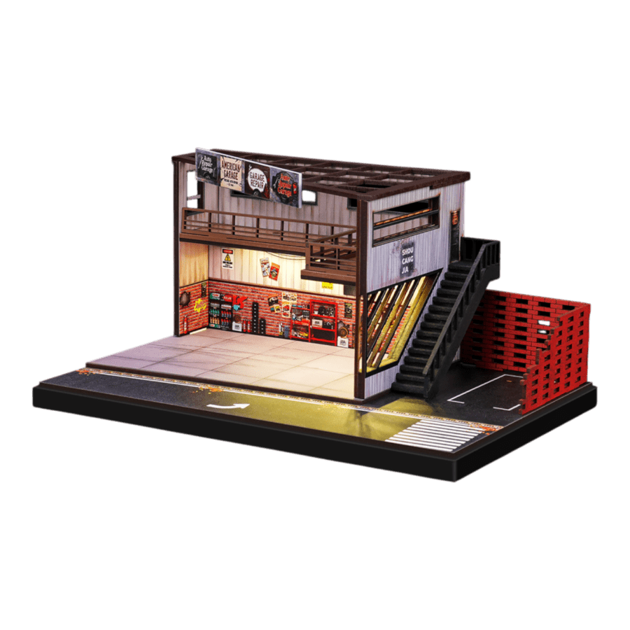 1:64 Diorama - American-Style Old Warehouse Repair Box Scene