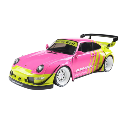 Solido Cars - 1:18 Porsche 911 997 RWB Pink & Yellow 2024 Diecast Vehicle
