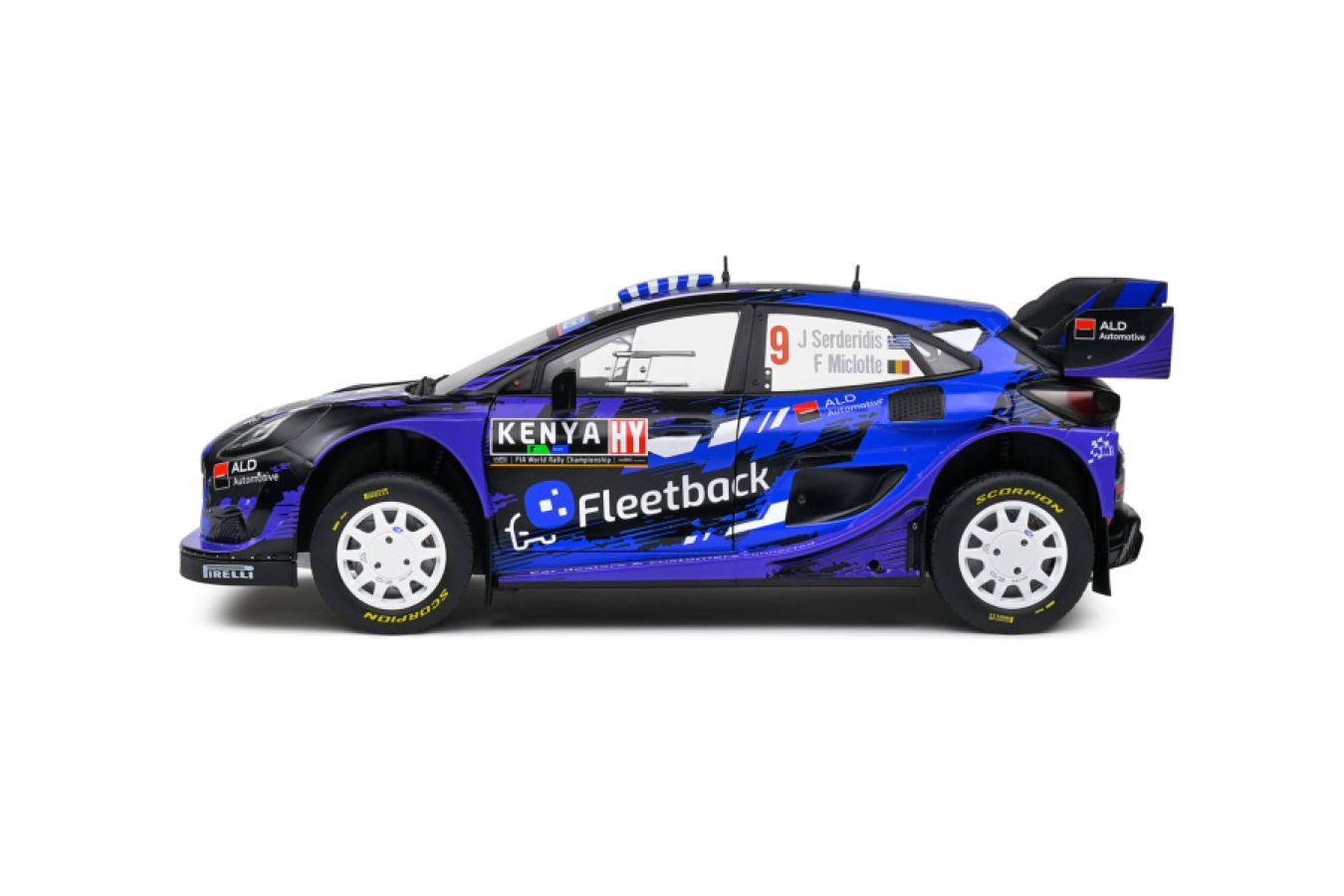 Solido Cars - 1:18 Ford Puma Rally1 Hybrid Blue #9 Serderidis /Miclotte Rally Kenya 2022