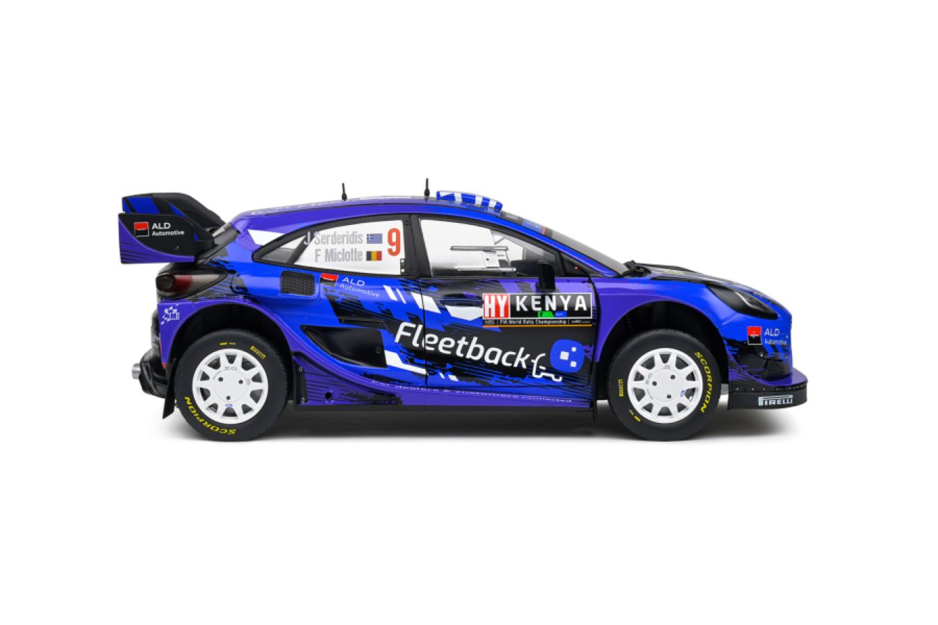 Solido Cars - 1:18 Ford Puma Rally1 Hybrid Blue #9 Serderidis /Miclotte Rally Kenya 2022