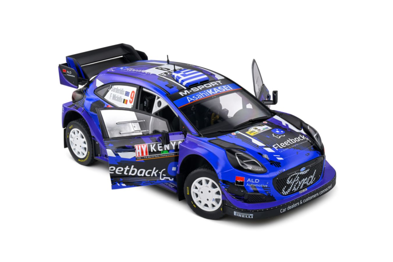 Solido Cars - 1:18 Ford Puma Rally1 Hybrid Blue #9 Serderidis /Miclotte Rally Kenya 2022