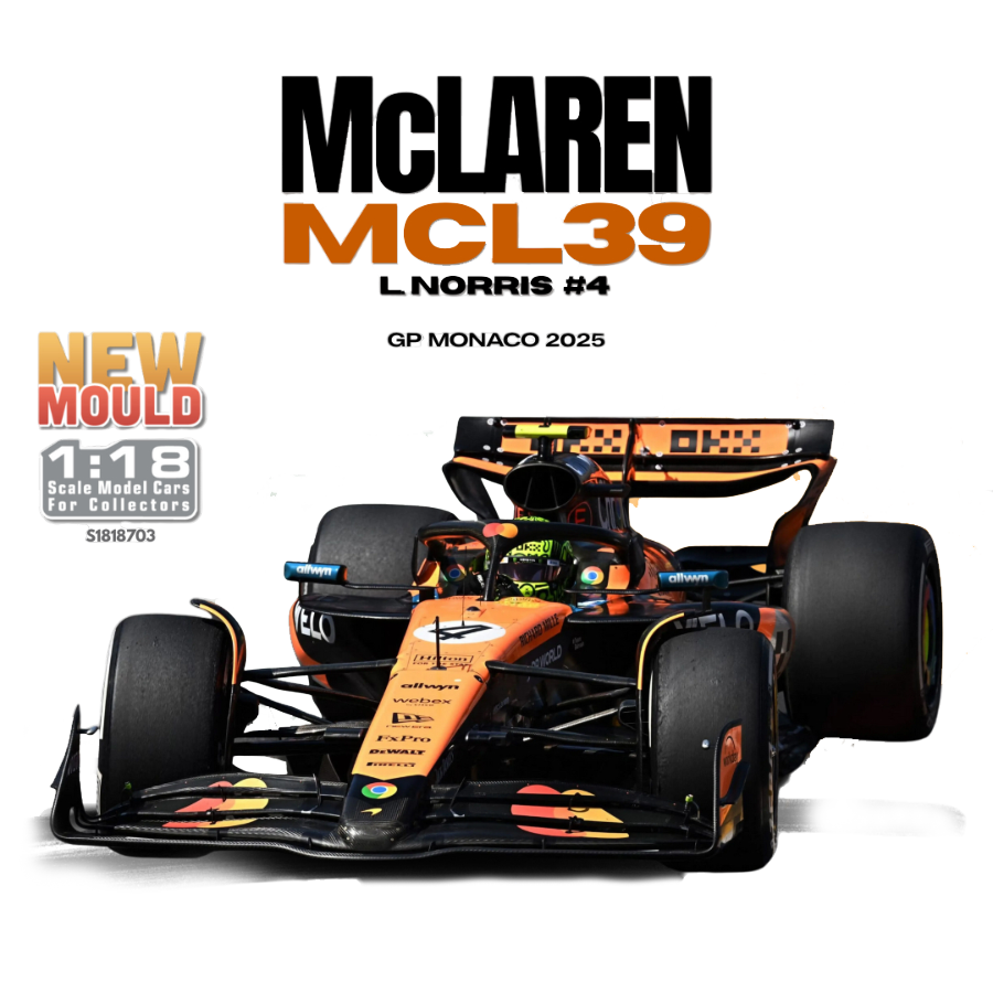 Formula 1 - MCLaren MCL39 L.Norris #4 (GP Monaco 2025) 1:18 Scale Diecast Vehicle