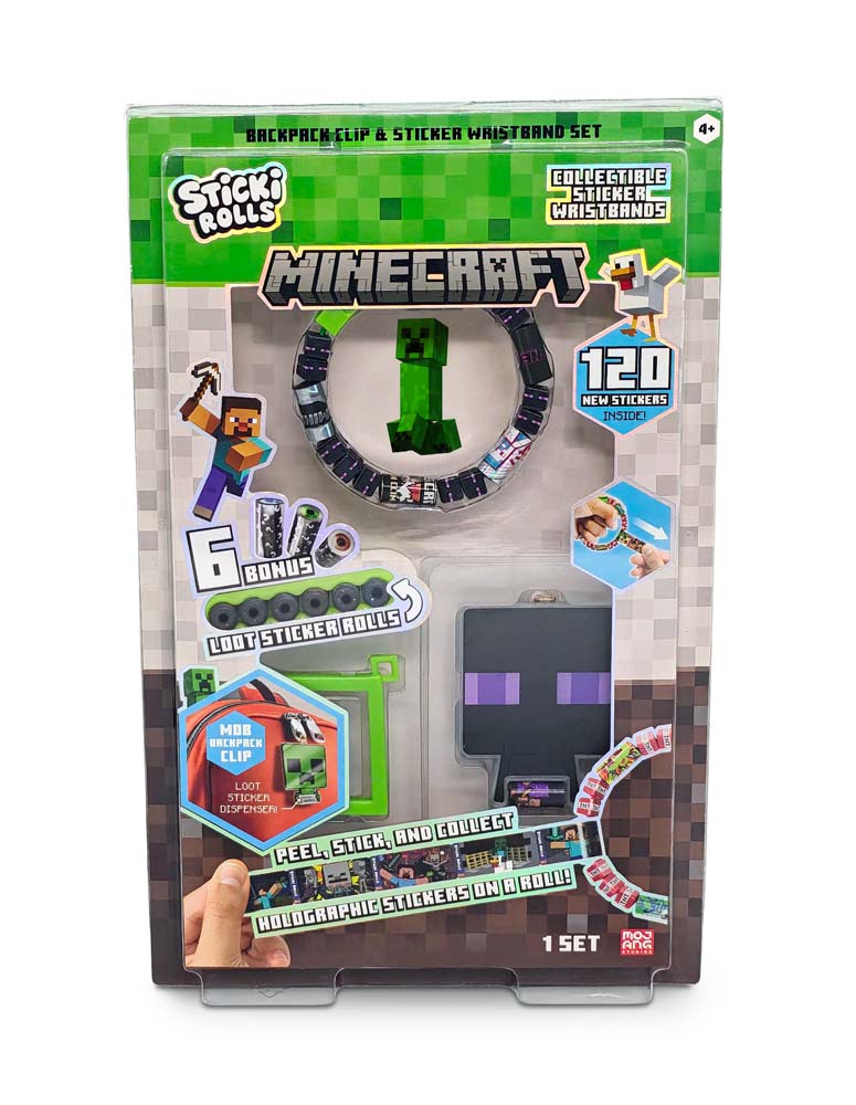 Sticki Rolls Minecraft Pendant & Sticker Wristband Set