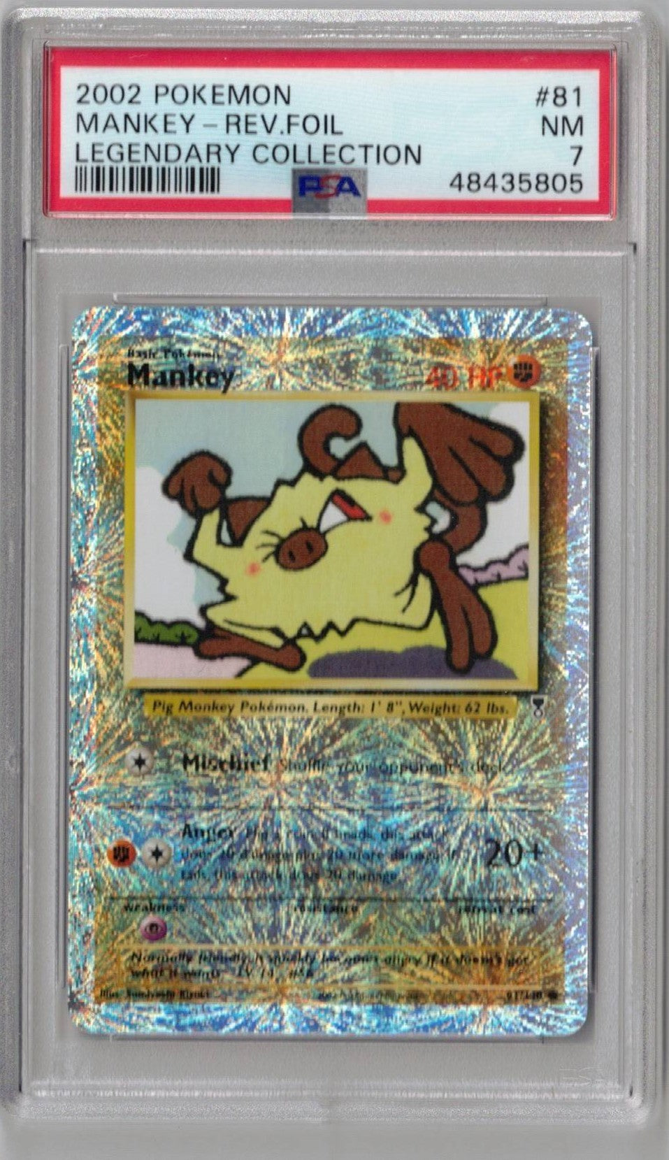 2002 Pokemon Legendary Collection 81 Mankey Rev.Foil